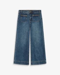 Jean 7/8 taille haute poches plaquées vintageblue Johan