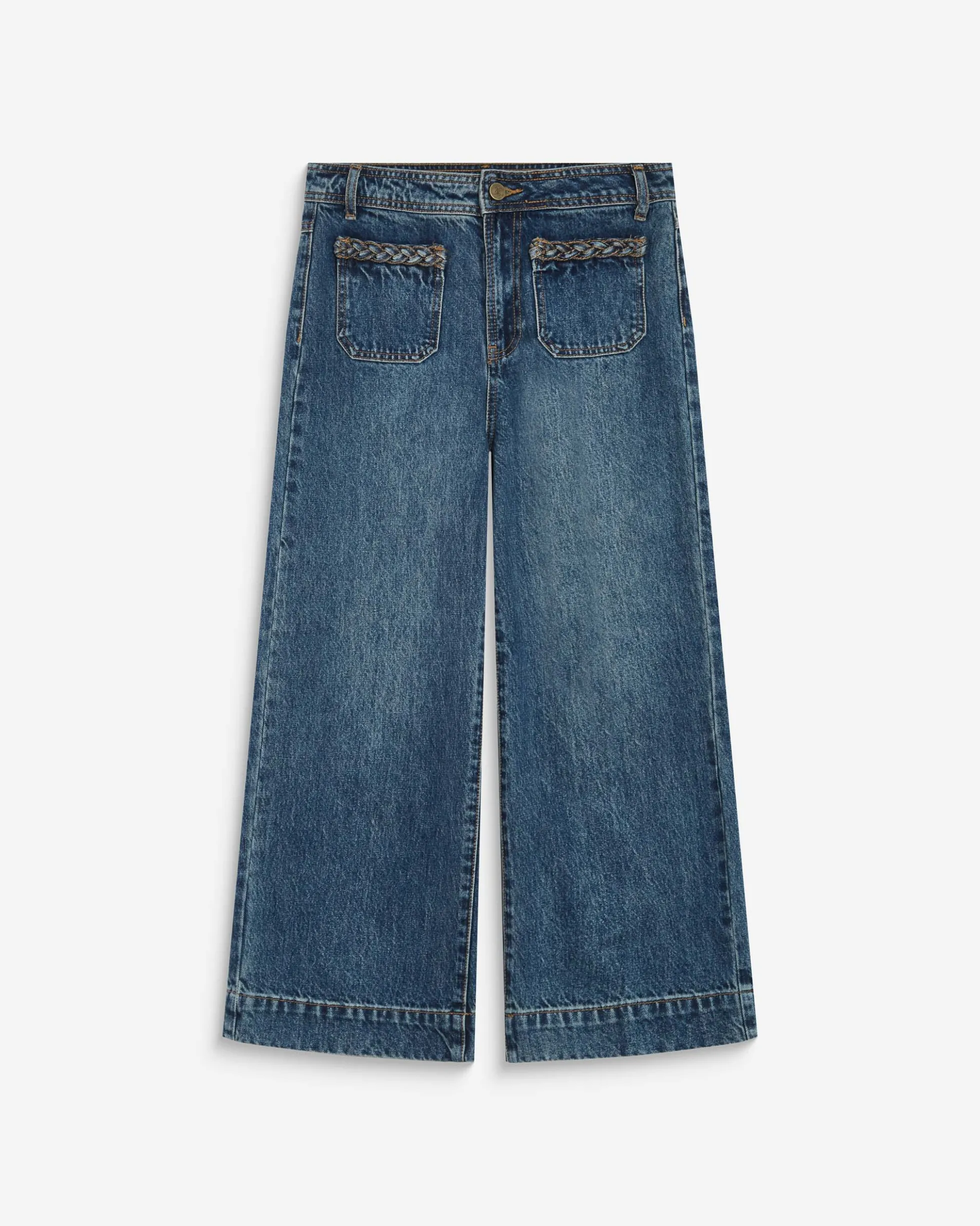 Jean 7/8 taille haute poches plaquées vintageblue Johan