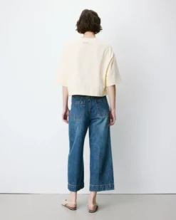 Jean 7/8 taille haute poches plaquées vintageblue Johan
