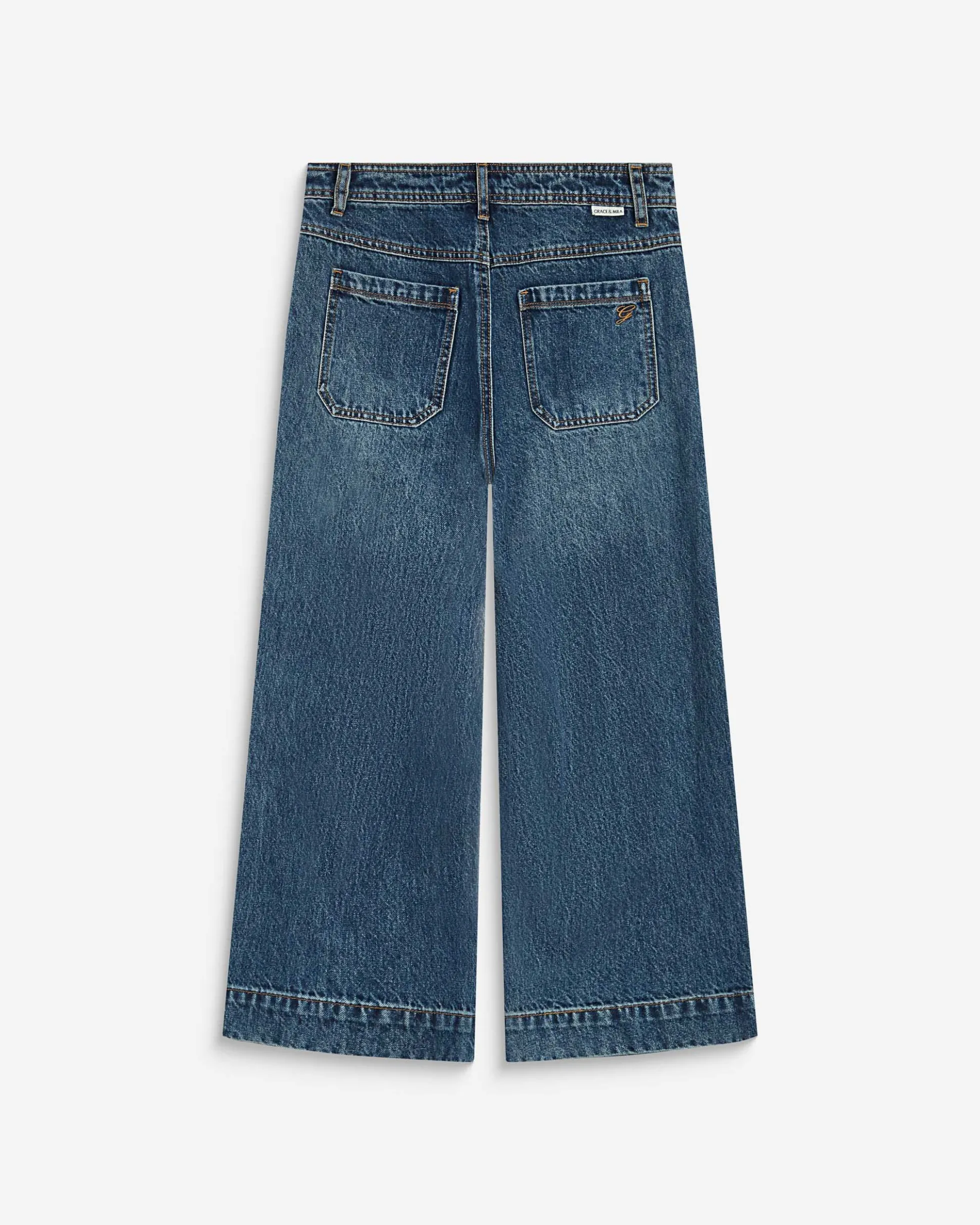 Jean 7/8 taille haute poches plaquées vintageblue Johan