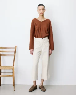 Jean 7/8 taille haute poches plaquées sable Johan