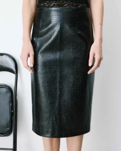 Jupe fourreau similicuir taille haute croco Acacia