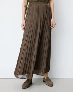 Jupe longue plissée kaki Anissa