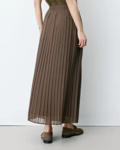 Jupe longue plissée kaki Anissa