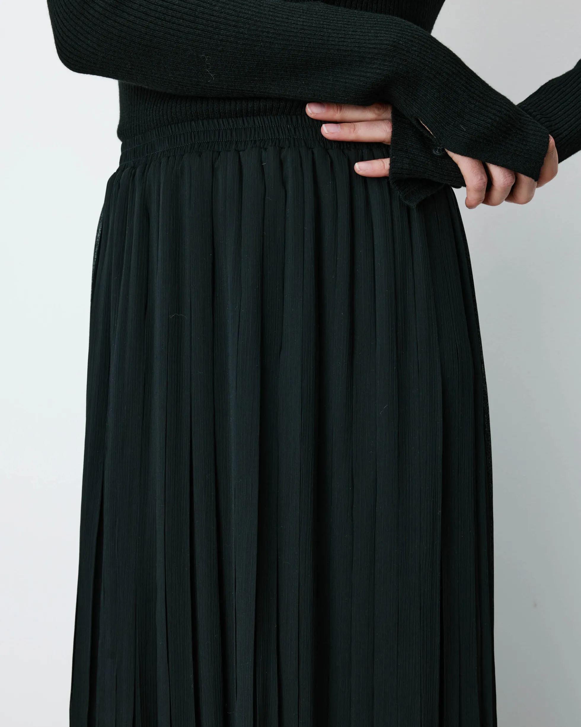 Jupe longue plissée noir Anissa