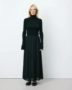 Jupe longue plissée noir Anissa