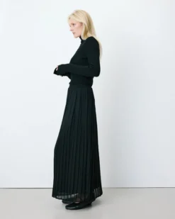 Jupe longue plissée noir Anissa