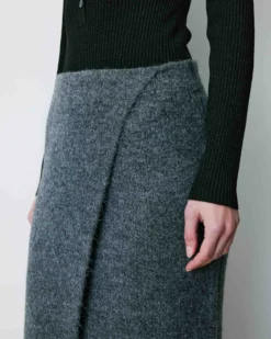 Jupe longue portefeuille en maille anthracite Biana