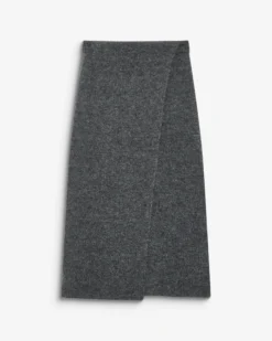 Jupe longue portefeuille en maille anthracite Biana