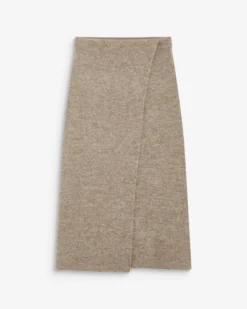 Jupe longue portefeuille en maille mocha Biana