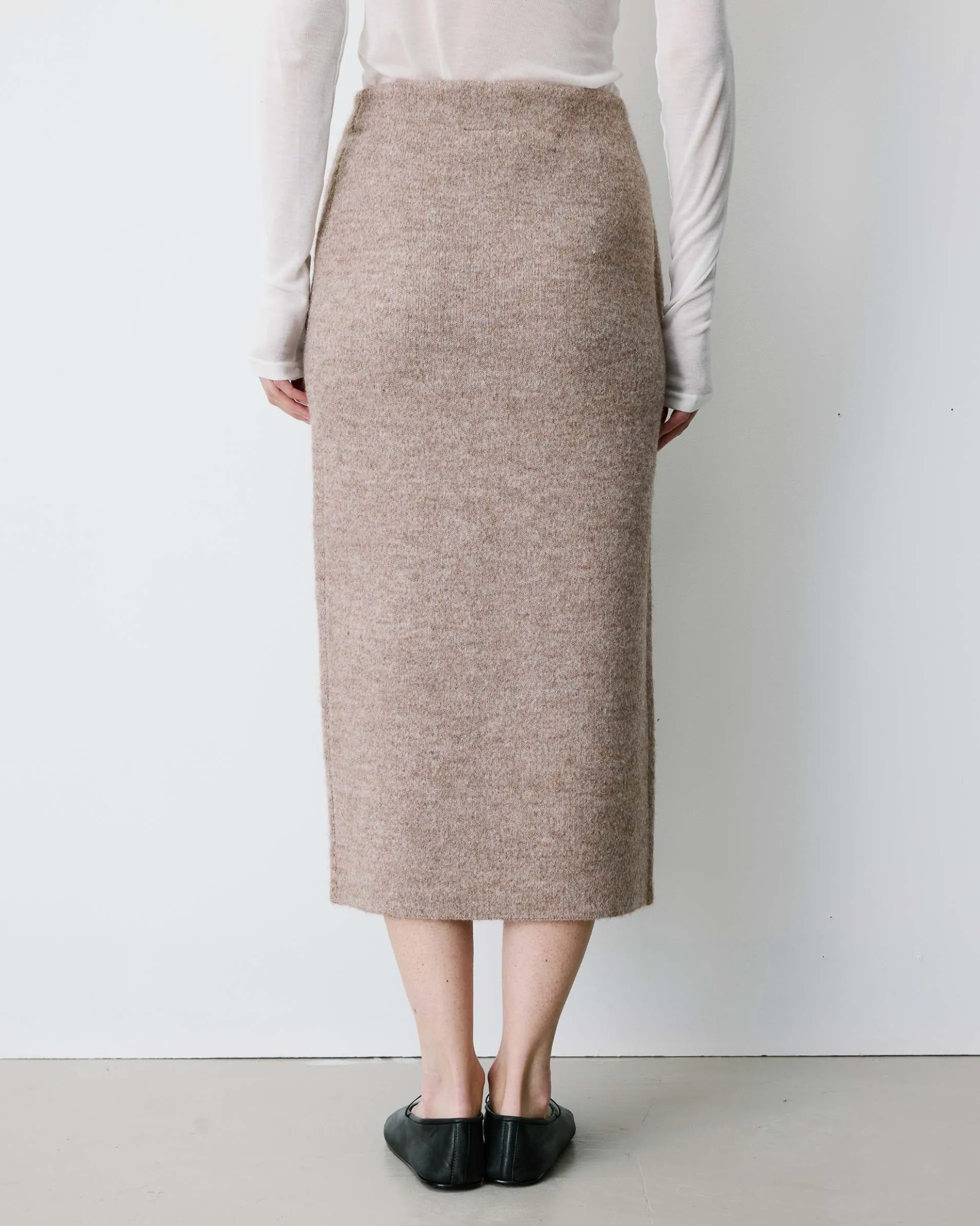 Jupe longue portefeuille en maille mocha Biana