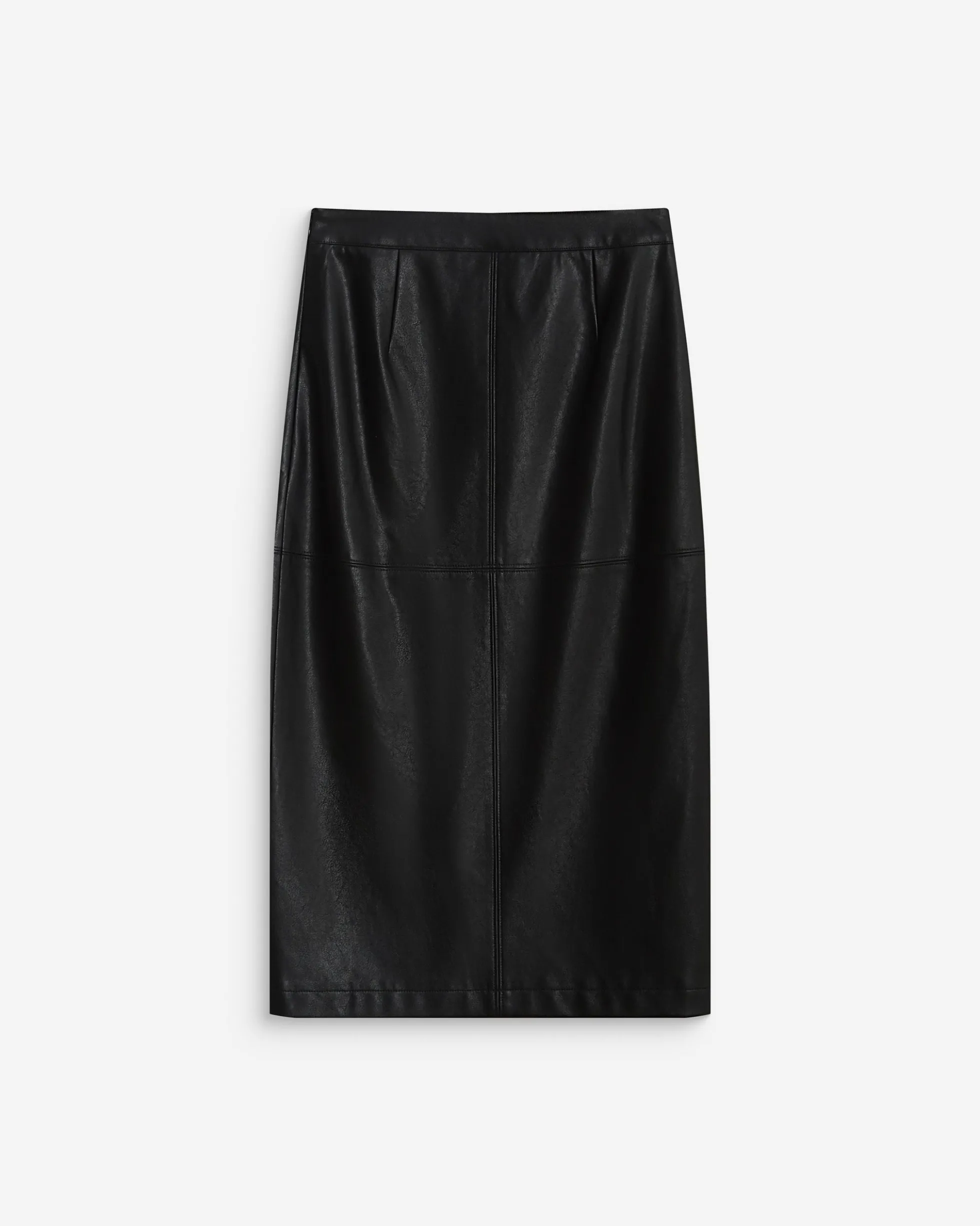 Jupe midi portefeuille similicuir noir Aenor