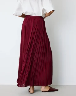 Jupe plissée longue en mousseline cherry Baila