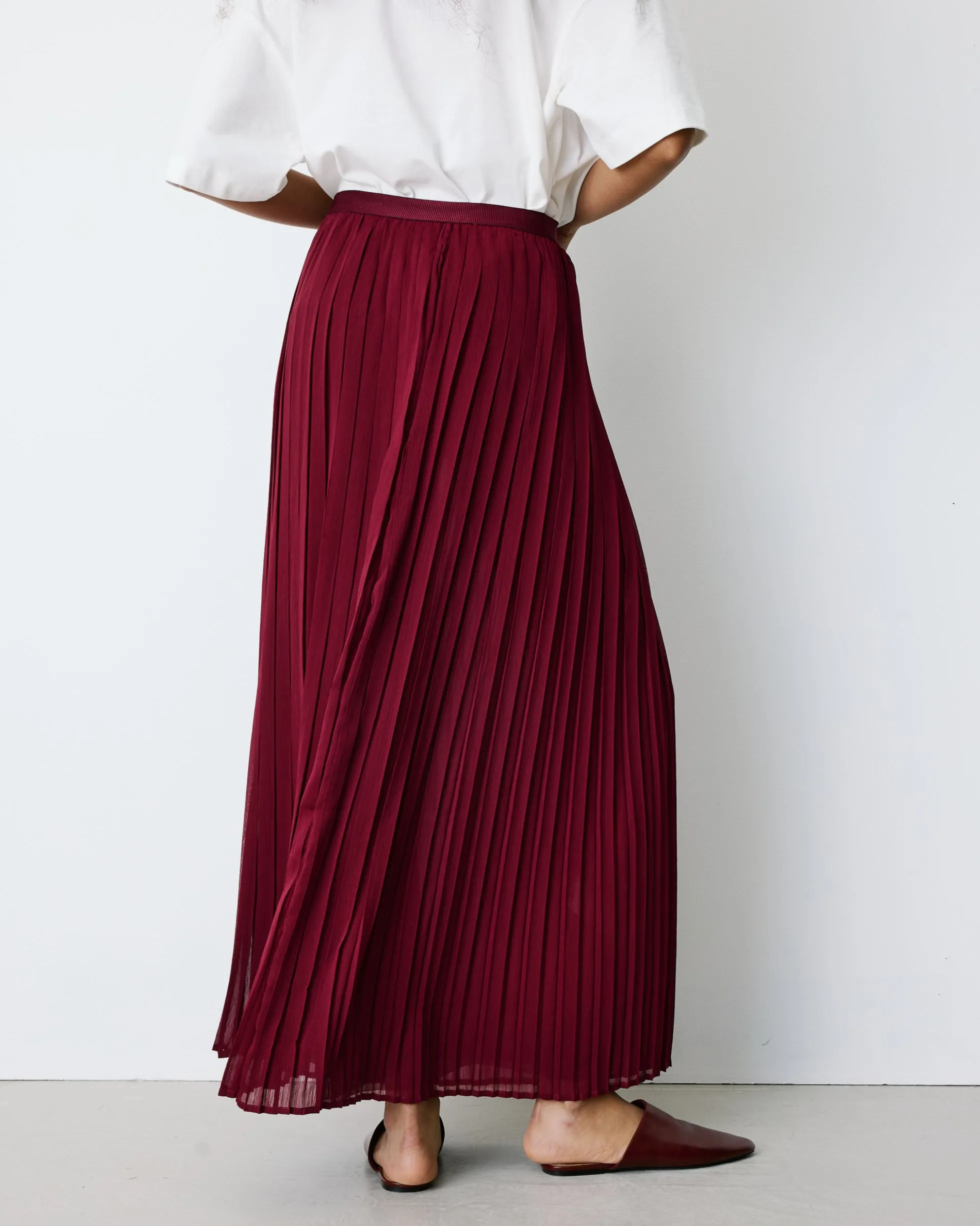 Jupe plissée longue en mousseline cherry Baila