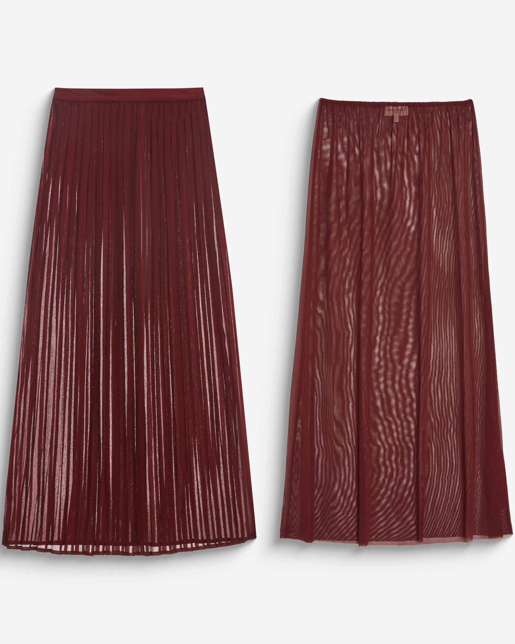 Jupe plissée longue en mousseline cherry Baila