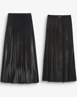 Jupe plissée longue en mousseline noir Baila