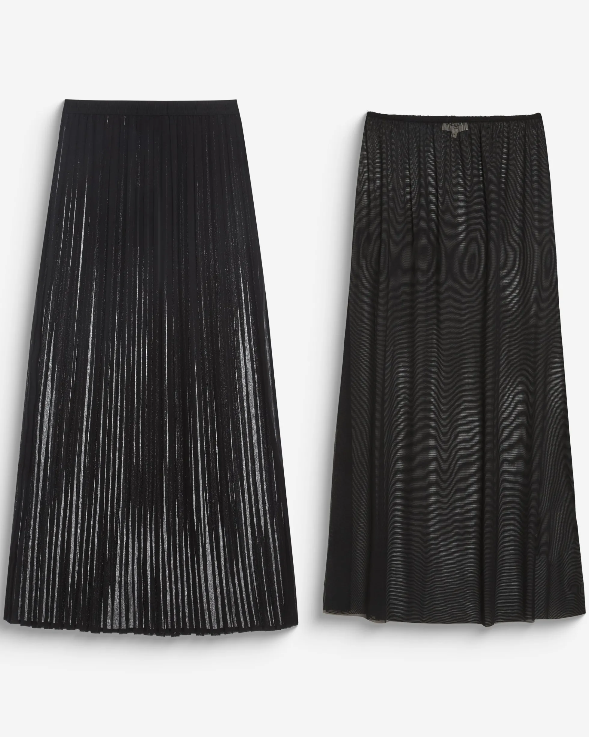 Jupe plissée longue en mousseline noir Baila