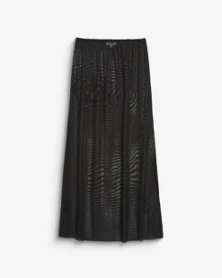 Jupe plissée longue en mousseline noir Baila