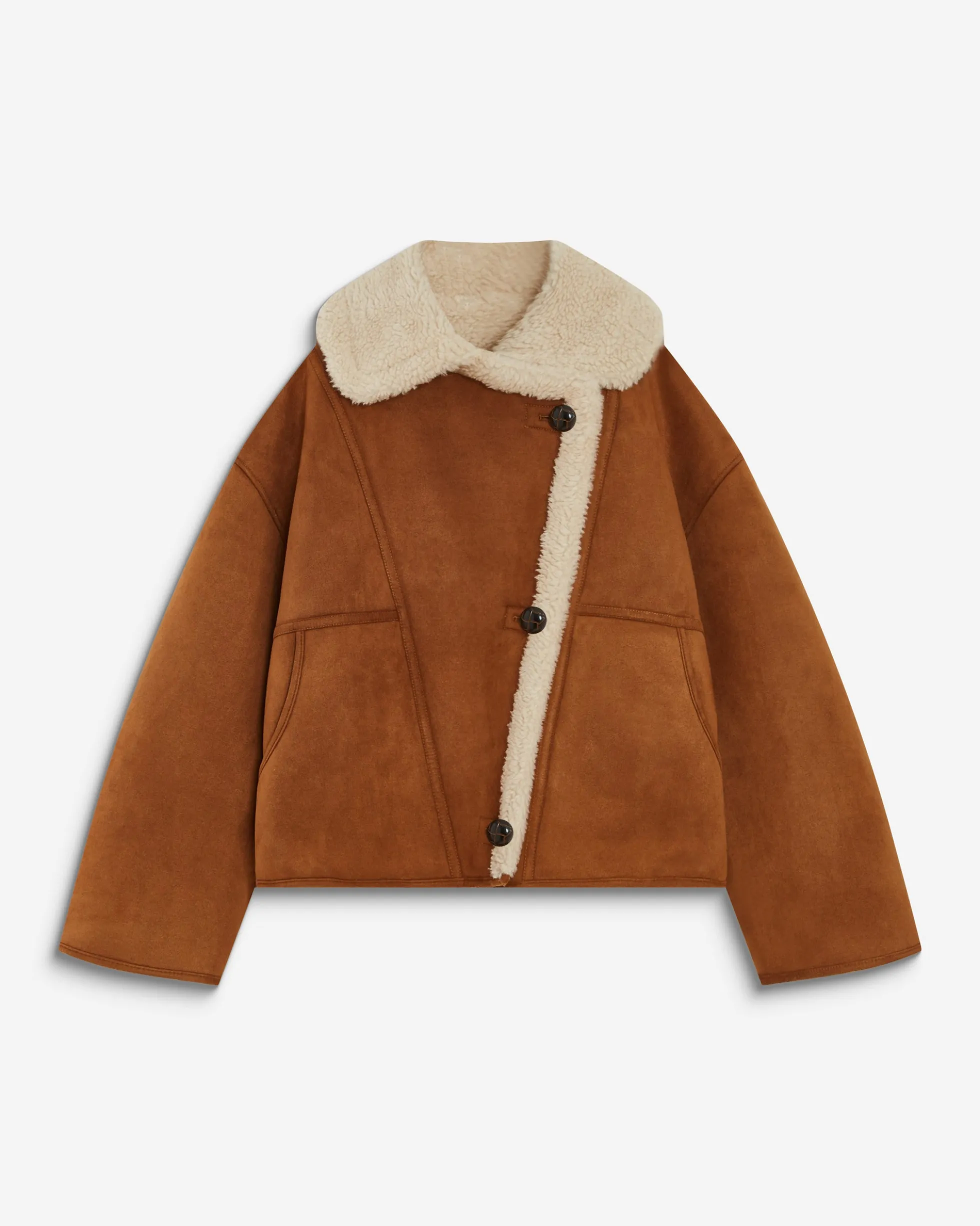 Manteau aviateur oversize en suédine camel Apollo