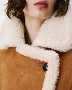 Manteau aviateur oversize en suédine camel Apollo