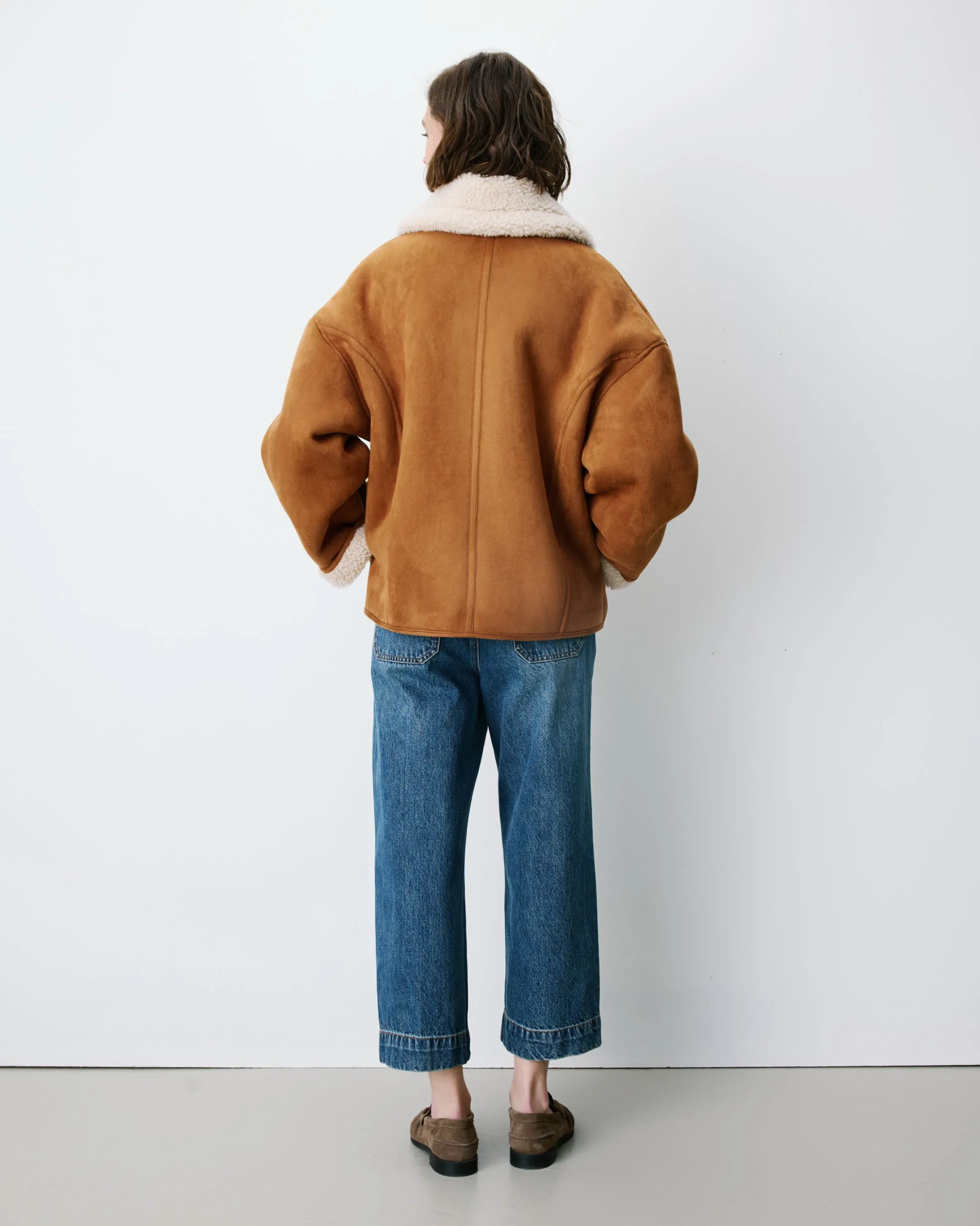Manteau aviateur oversize en suédine camel Apollo