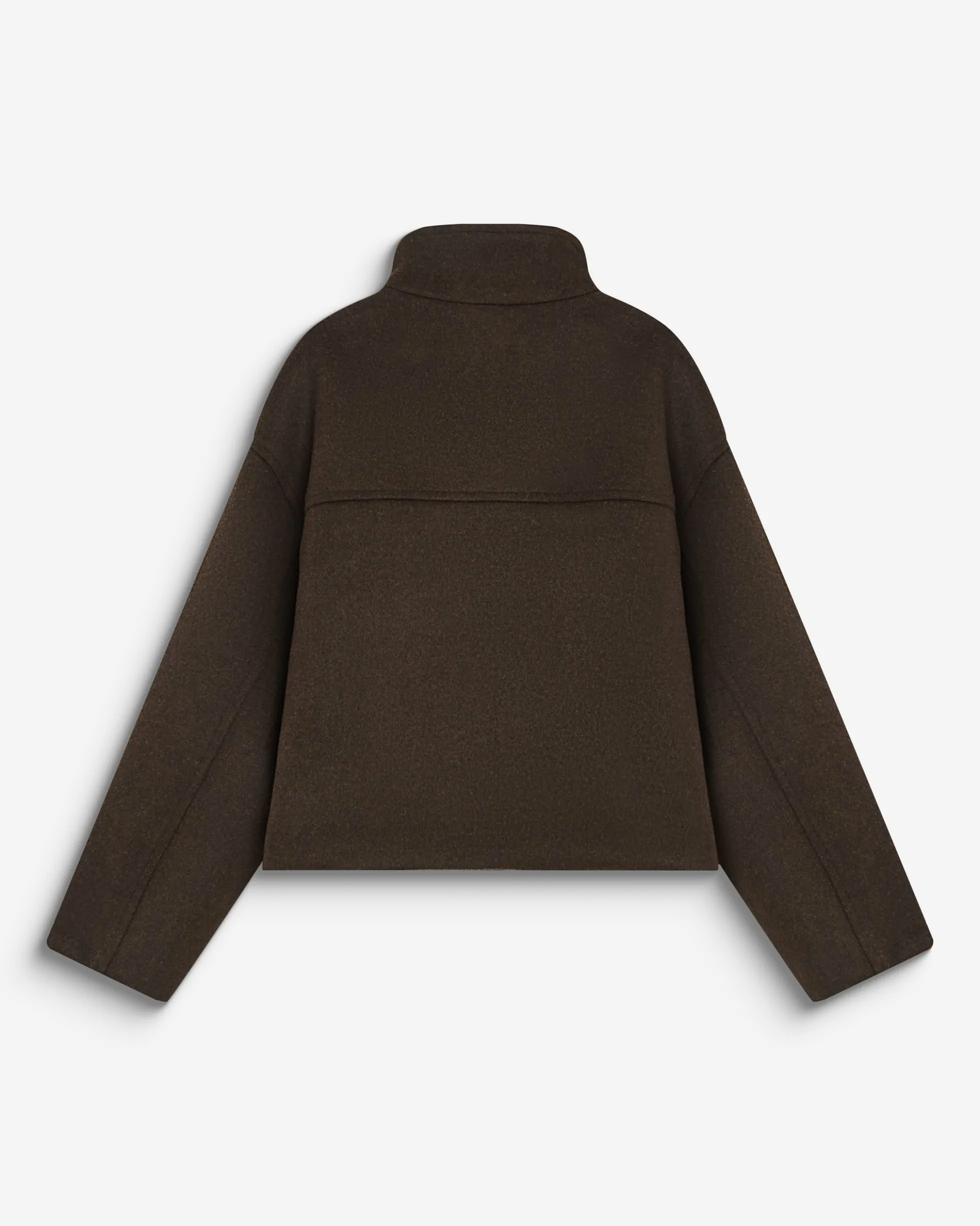 Manteau court col cheminée en laine mélangée chocolat Blanca