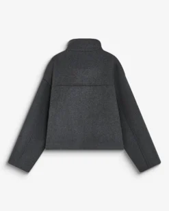 Manteau court col cheminée en laine mélangée anthracite Blanca