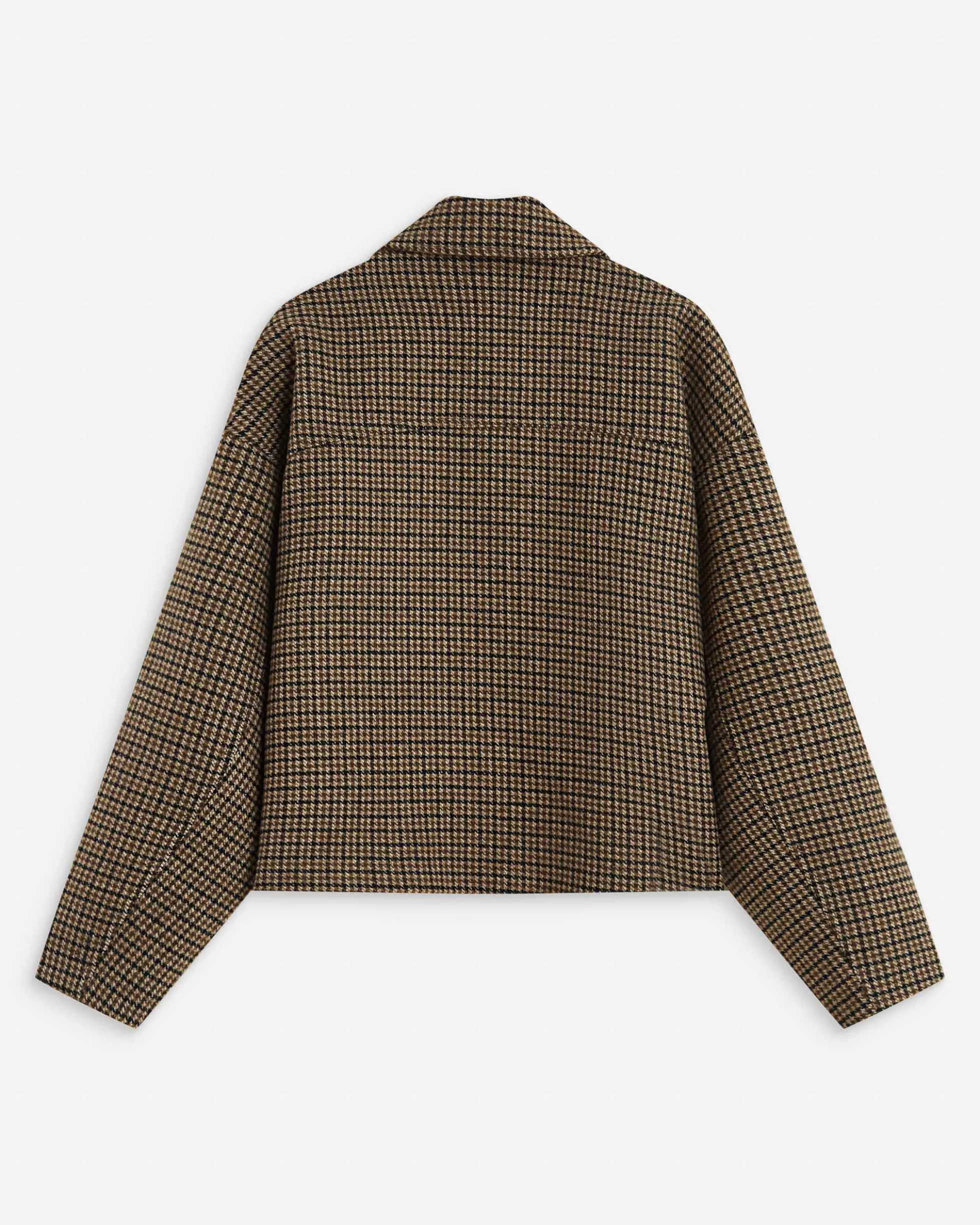 Manteau court pied-de-poule col structuré coffee Arthur