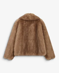 Manteau en fausse fourrure col large latte Billie