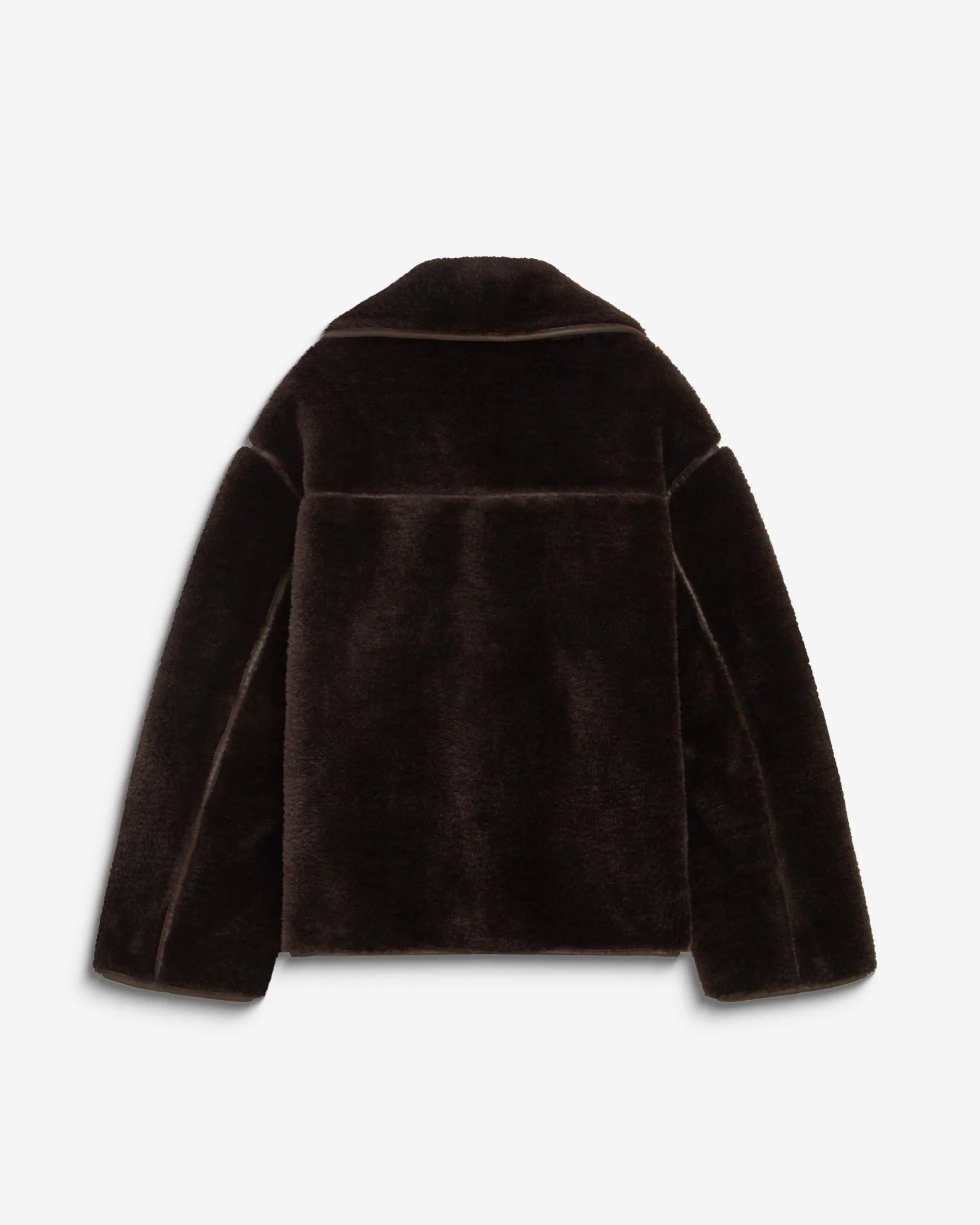Manteau en fausse fourrure oversize boutonné chocolat Amelio