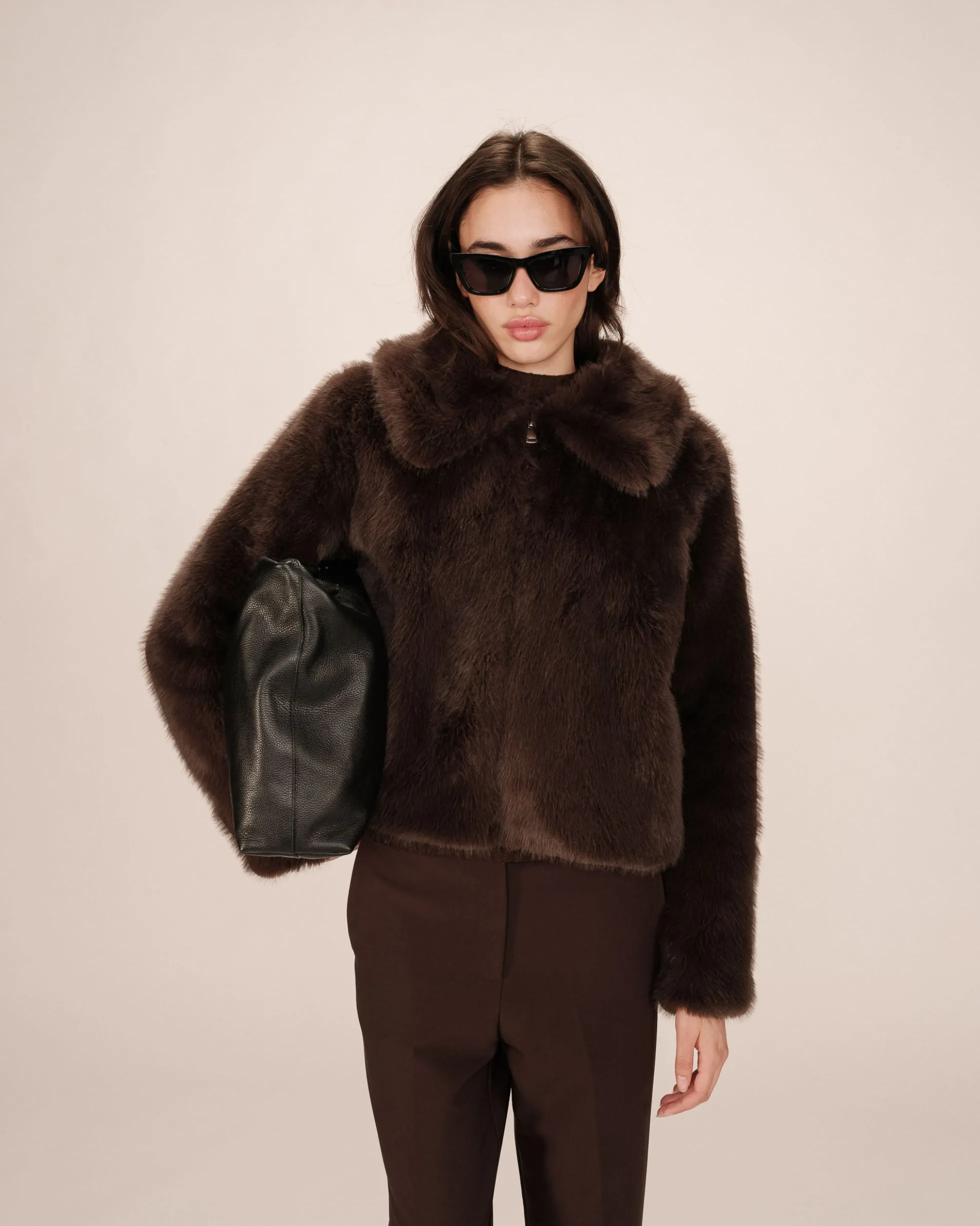 Manteau fausse fourrure chocolat Shonna