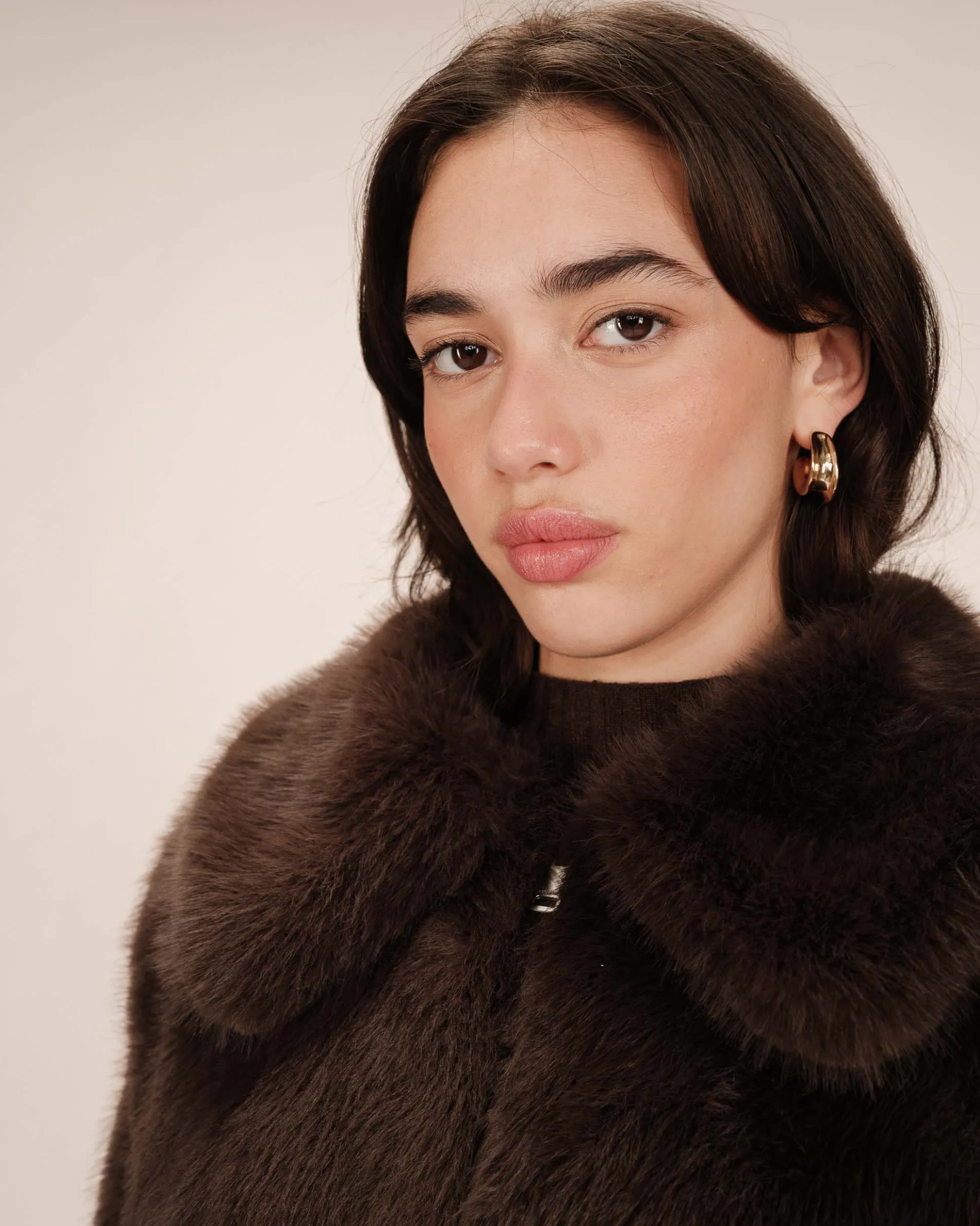 Manteau fausse fourrure chocolat Shonna