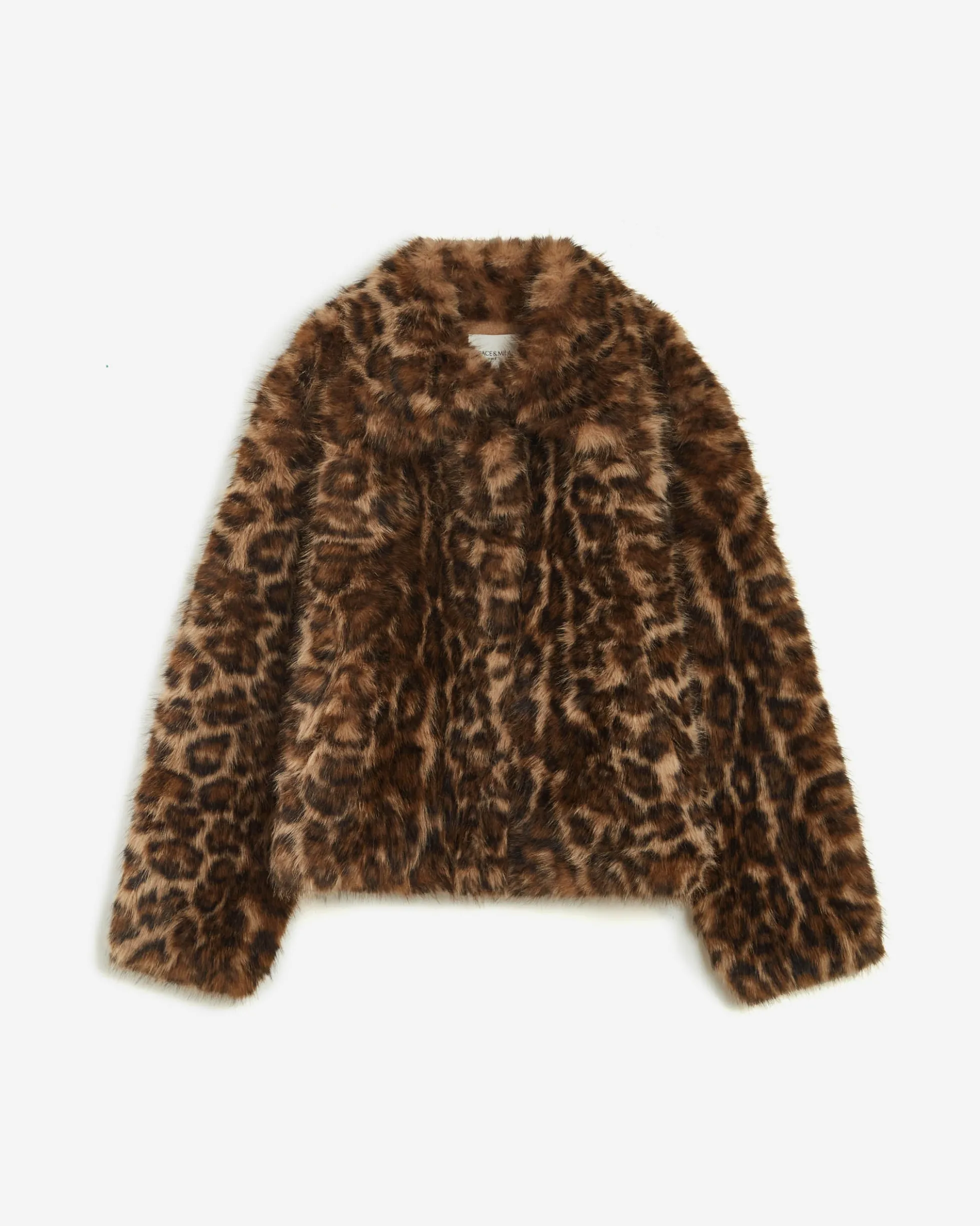 Manteau fausse fourrure court à motif leo Alva