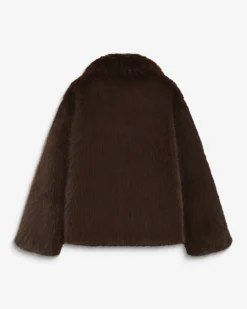 Manteau fausse fourrure croisé chocolat Amy