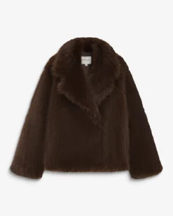 Manteau fausse fourrure croisé chocolat Amy