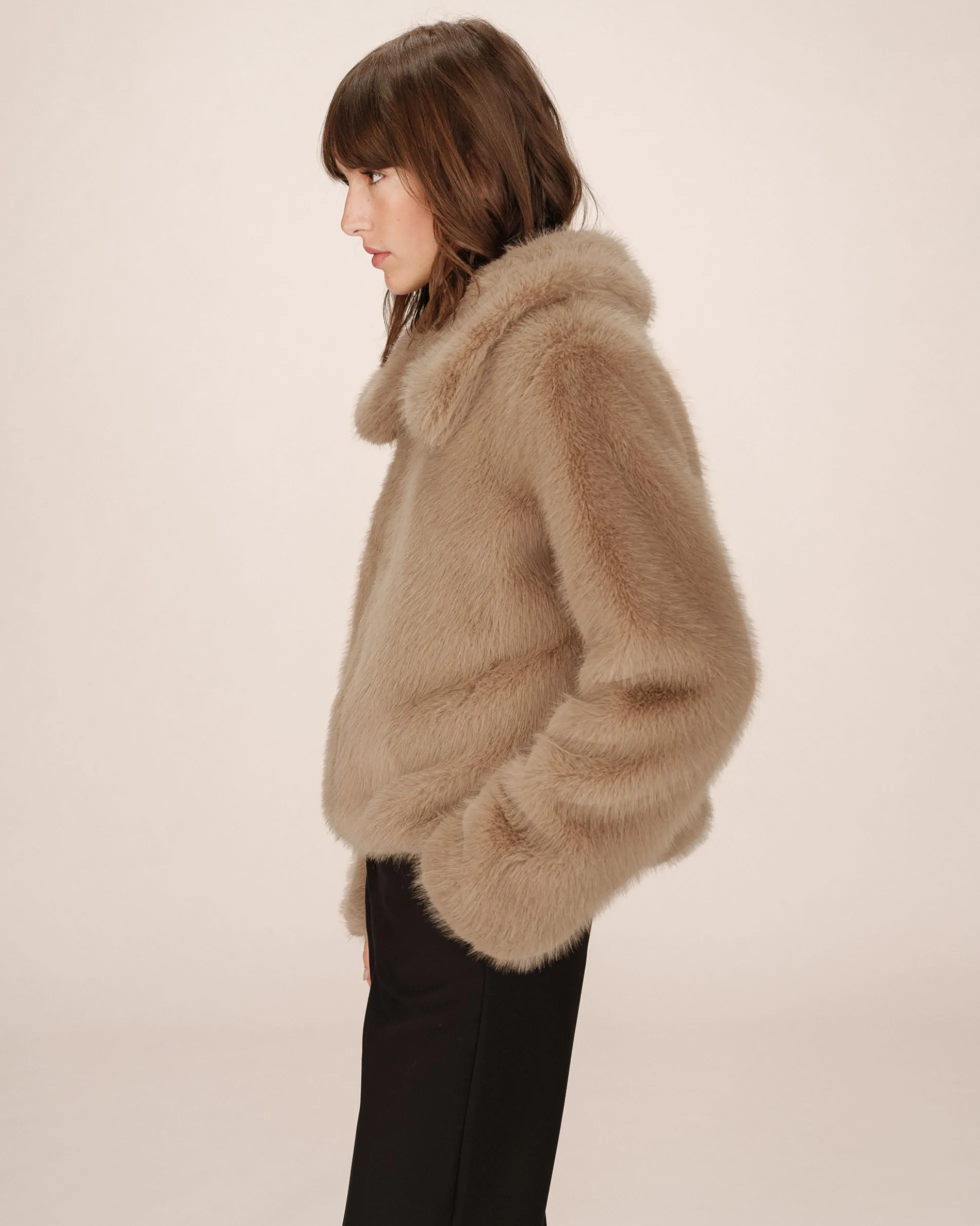 Manteau fausse fourrure greige Shonna