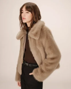 Manteau fausse fourrure greige Shonna