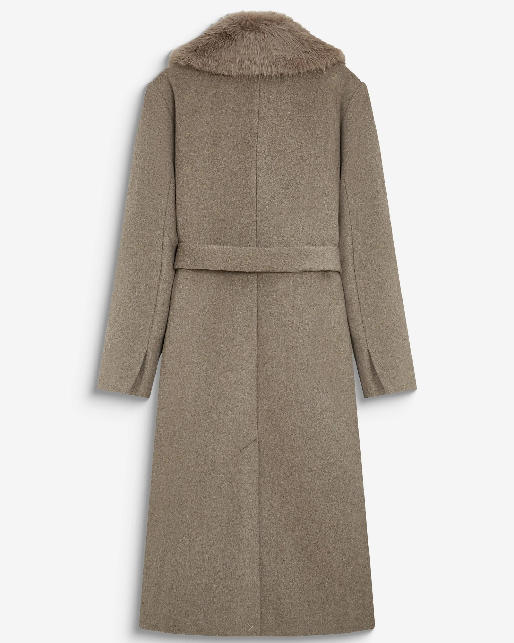 Manteau long croisé col en fausse fourrure grege Beryl