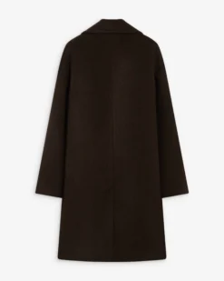 Manteau long croisé en laine mélangée chocolat Alois