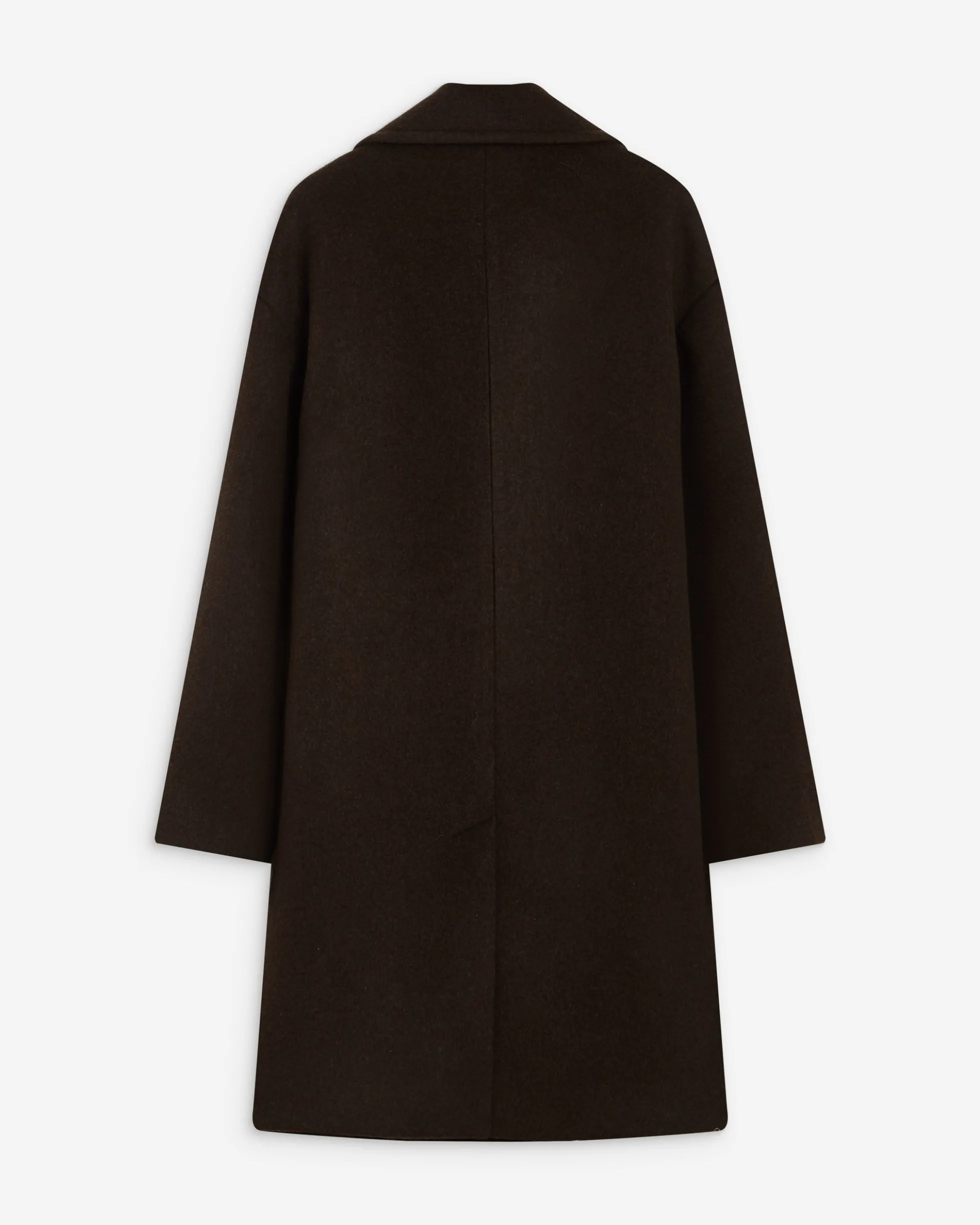 Manteau long croisé en laine mélangée chocolat Alois