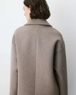 Manteau long croisé en laine mélangée grege Alois