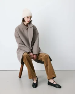 Manteau long croisé en laine mélangée grege Alois