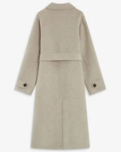 Manteau long en laine mélangée ceinturé sable Adam
