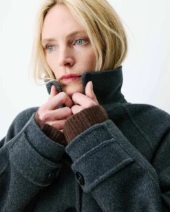 Manteau long en laine mélangée ceinturé anthracite Adam