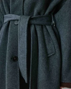 Manteau long en laine mélangée ceinturé anthracite Adam
