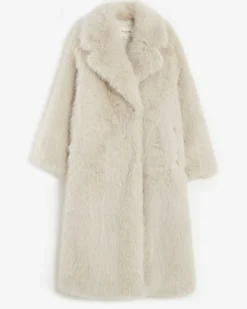 Manteau long oversize en fausse fourrure grege Alara