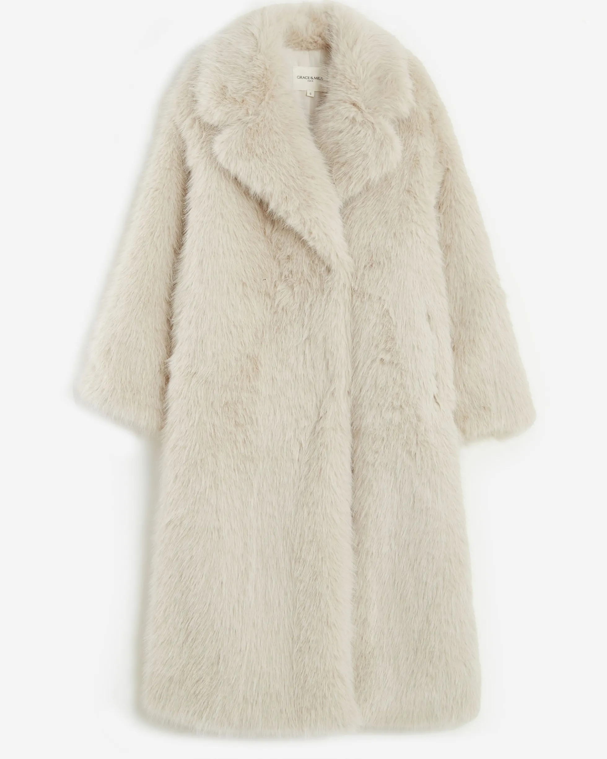 Manteau long oversize en fausse fourrure grege Alara