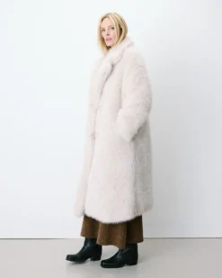 Manteau long oversize en fausse fourrure grege Alara