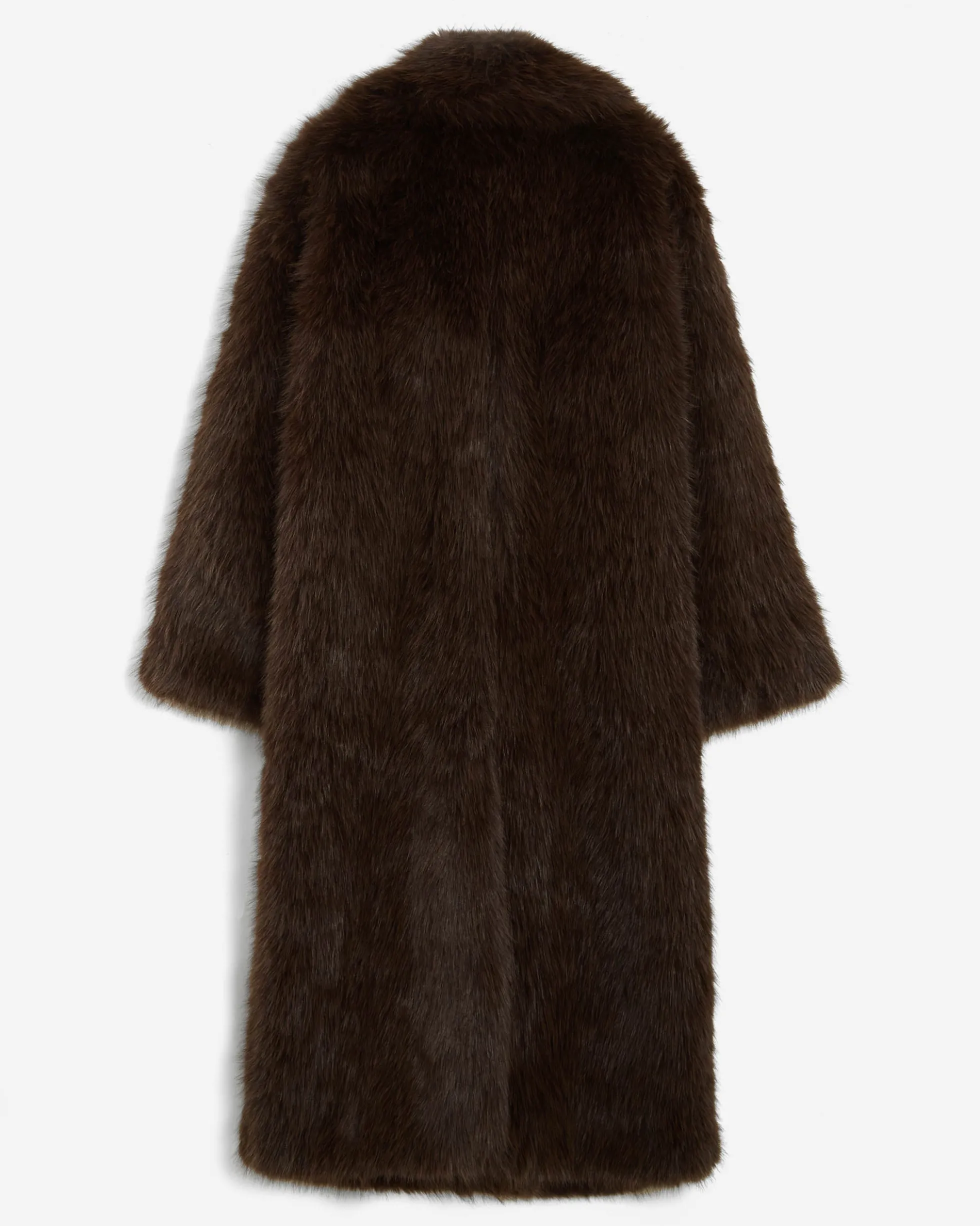 Manteau long oversize en fausse fourrure chocolat Alara