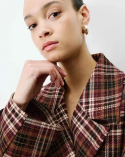 Manteau oversize croisé à carreaux cherry Ayme
